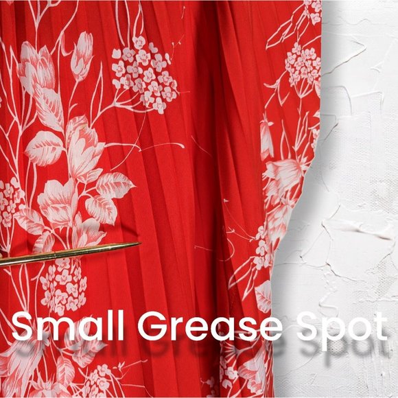 Stunning Vintage Pleated Hawaiian Accordion Caftan Dress Bright Red Floral OSFM - Picture 5 of 12